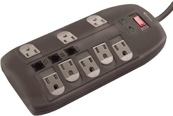 innovera - 8 Outlets, 120 Volts, 15 Amps, 6' Cord, Surge Power Outlet Strip - Floor Mount, 5-15R NEMA Configuration - Eagle Tool & Supply