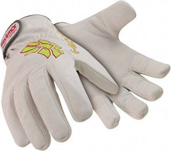 HexArmor - Size XL (10), ANSI Cut Lvl A8, Puncture Lvl 4, Goatskin Leather Cut & Puncture Resistant Gloves - 9.5" Long, SuperFabric Lining, Hook & Loop Cuff, White/Hi-Vis Yellow, Paired - Eagle Tool & Supply