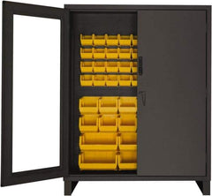 Durham - 54 Bin Locking Storage Cabinet - Steel, 60" Wide x 24" Deep x 78" High, Yellow - Eagle Tool & Supply