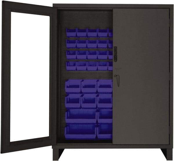 Durham - 54 Bin Locking Storage Cabinet - Steel, 60" Wide x 24" Deep x 78" High, Blue - Eagle Tool & Supply