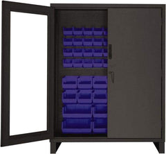 Durham - 54 Bin Locking Storage Cabinet - Steel, 60" Wide x 24" Deep x 78" High, Blue - Eagle Tool & Supply