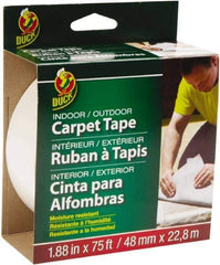 Duck - 1.88" x 25 Yd Rubber Adhesive Double Sided Tape - 6 mil Thick, White, Rubber Liner, Series DUC442062 - Eagle Tool & Supply