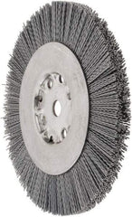 Weiler - 8" OD, 5/8" Arbor Hole, Crimped Nylon Wheel Brush - 7/8" Face Width, 1-1/2" Trim Length, 0.04" Filament Diam, 4,500 RPM - Eagle Tool & Supply