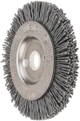 Weiler - 3" OD, 1/2" Arbor Hole, Crimped Nylon Wheel Brush - 3/8" Face Width, 1/2" Trim Length, 0.035" Filament Diam, 6,000 RPM - Eagle Tool & Supply