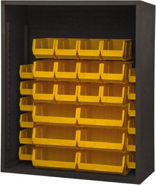 Durham - 30 Bin Enclosed Shelving - 48 Inch Overall Width x 24 Inch Overall Depth x 48 Inch Overall Height, Yellow Polyethylene Bins - Eagle Tool & Supply