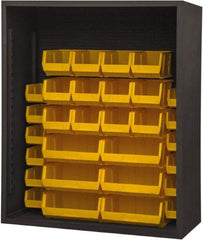 Durham - 30 Bin Enclosed Shelving - 48 Inch Overall Width x 24 Inch Overall Depth x 48 Inch Overall Height, Yellow Polyethylene Bins - Eagle Tool & Supply