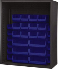 Durham - 30 Bin Enclosed Shelving - 48 Inch Overall Width x 24 Inch Overall Depth x 48 Inch Overall Height, Blue Polyethylene Bins - Eagle Tool & Supply