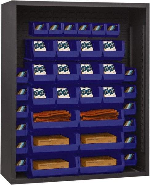Durham - 42 Bin Enclosed Shelving - 48 Inch Overall Width x 18 Inch Overall Depth x 72 Inch Overall Height, Blue Polyethylene Bins - Eagle Tool & Supply