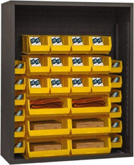 Durham - 30 Bin Enclosed Shelving - 48 Inch Overall Width x 18 Inch Overall Depth x 60 Inch Overall Height, Yellow Polyethylene Bins - Eagle Tool & Supply
