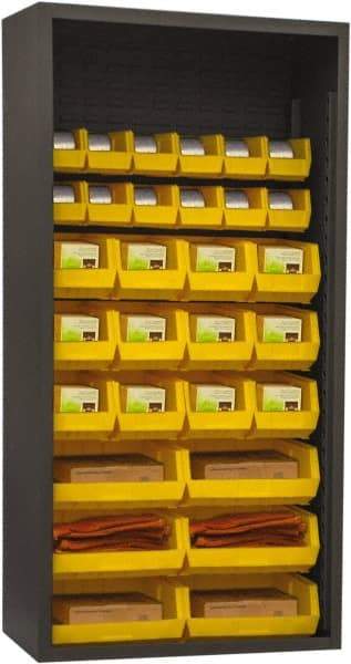 Durham - 30 Bin Enclosed Shelving - 36 Inch Overall Width x 18 Inch Overall Depth x 72 Inch Overall Height, Yellow Polyethylene Bins - Eagle Tool & Supply