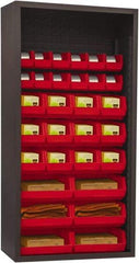 Durham - 30 Bin Enclosed Shelving - 36 Inch Overall Width x 18 Inch Overall Depth x 72 Inch Overall Height, Red Polyethylene Bins - Eagle Tool & Supply