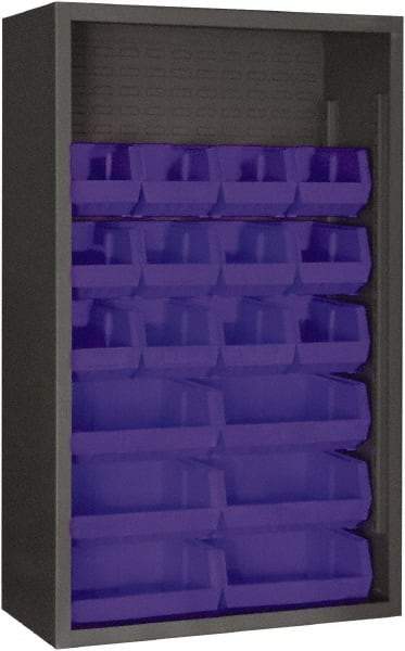 Durham - 18 Bin Enclosed Shelving - 36 Inch Overall Width x 18 Inch Overall Depth x 60 Inch Overall Height, Blue Polyethylene Bins - Eagle Tool & Supply