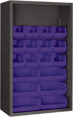 Durham - 18 Bin Enclosed Shelving - 36 Inch Overall Width x 18 Inch Overall Depth x 60 Inch Overall Height, Blue Polyethylene Bins - Eagle Tool & Supply