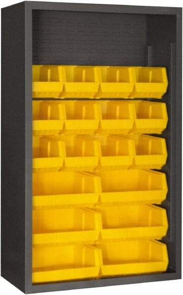 Durham - 18 Bin Enclosed Shelving - 36 Inch Overall Width x 18 Inch Overall Depth x 60 Inch Overall Height, Yellow Polyethylene Bins - Eagle Tool & Supply