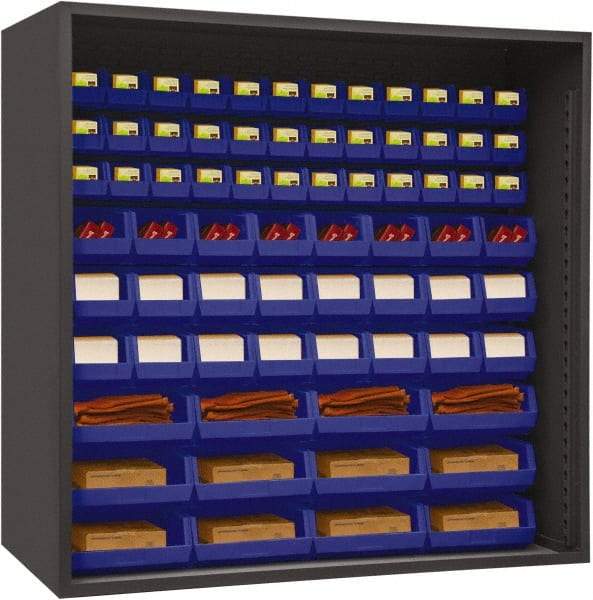 Durham - 72 Bin Enclosed Shelving - 72 Inch Overall Width x 24 Inch Overall Depth x 72 Inch Overall Height, Blue Polyethylene Bins - Eagle Tool & Supply