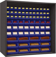 Durham - 72 Bin Enclosed Shelving - 72 Inch Overall Width x 24 Inch Overall Depth x 72 Inch Overall Height, Blue Polyethylene Bins - Eagle Tool & Supply
