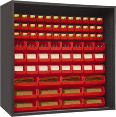Durham - 72 Bin Enclosed Shelving - 72 Inch Overall Width x 24 Inch Overall Depth x 72 Inch Overall Height, Red Polyethylene Bins - Eagle Tool & Supply