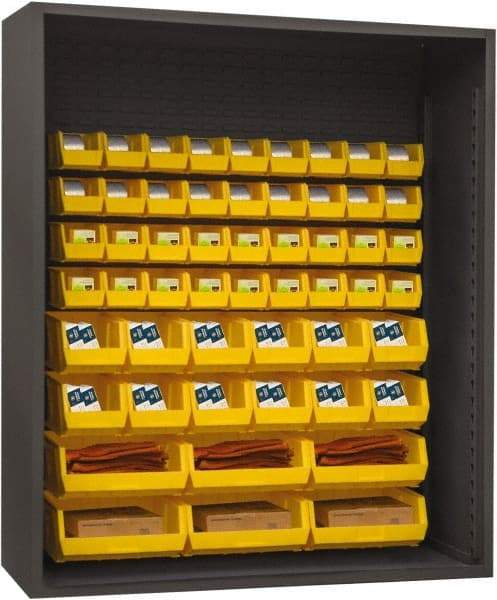 Durham - 54 Bin Enclosed Shelving - 60 Inch Overall Width x 24 Inch Overall Depth x 60 Inch Overall Height, Yellow Polyethylene Bins - Eagle Tool & Supply