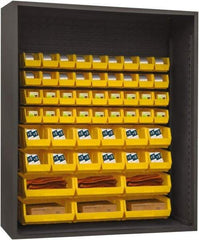 Durham - 54 Bin Enclosed Shelving - 60 Inch Overall Width x 24 Inch Overall Depth x 60 Inch Overall Height, Yellow Polyethylene Bins - Eagle Tool & Supply