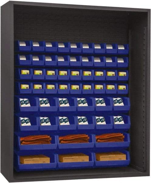 Durham - 54 Bin Enclosed Shelving - 60 Inch Overall Width x 24 Inch Overall Depth x 60 Inch Overall Height, Blue Polyethylene Bins - Eagle Tool & Supply