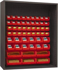 Durham - 54 Bin Enclosed Shelving - 60 Inch Overall Width x 24 Inch Overall Depth x 60 Inch Overall Height, Red Polyethylene Bins - Eagle Tool & Supply