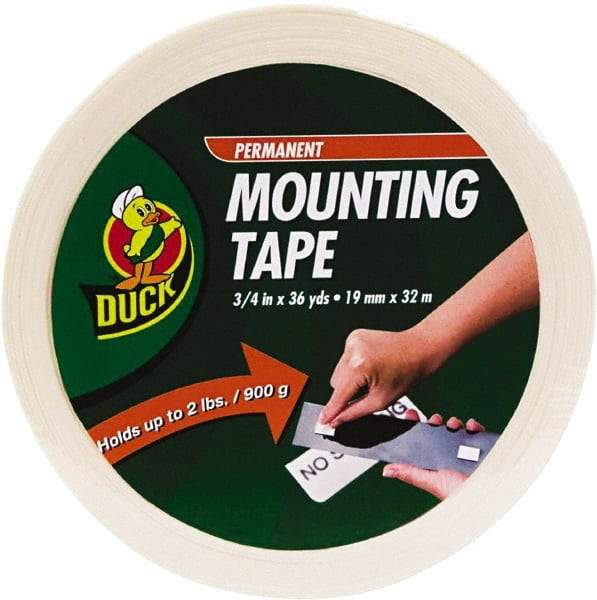 Duck - 3/4" x 36 Yd Acrylic Adhesive Double Sided Tape - 2.6 mil Thick, White, Vinyl Foam Liner, Series DUC - Eagle Tool & Supply