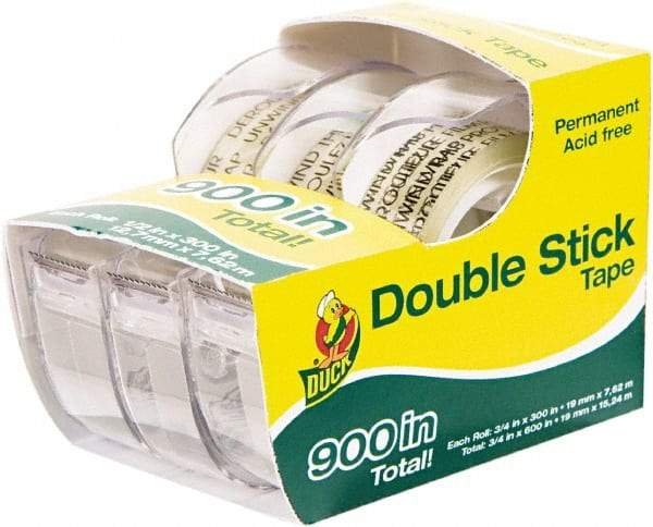 Duck - 1/2" x 25' Acrylic Adhesive Double Sided Tape - 6 mil Thick, Clear, Polypropylene Film Liner, Series DUC - Eagle Tool & Supply