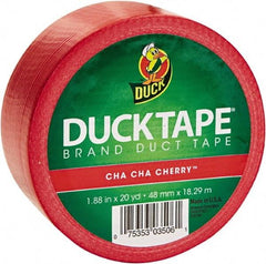 Duck - 1-7/8" x 20 Yds Red Duct Tape - 9 mil, Rubber Adhesive, Vinyl Backing, 22 Lb/ln Tensile Strength, Series DUC - Eagle Tool & Supply