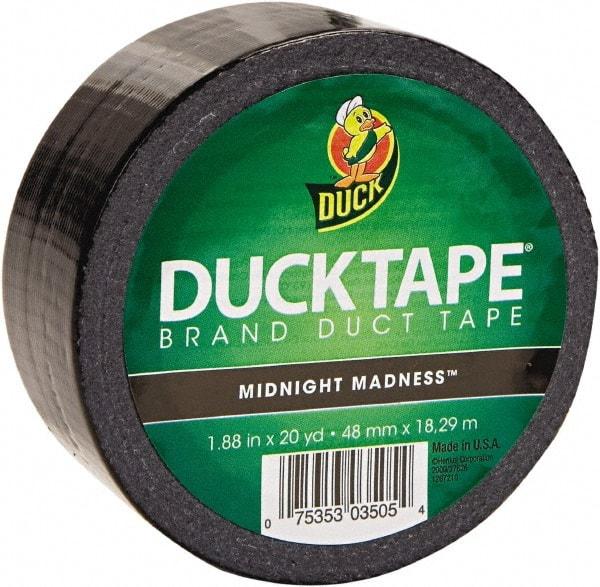 Duck - 1-7/8" x 20 Yds Black Duct Tape - 9 mil, Rubber Adhesive, Vinyl Backing, 22 Lb/ln Tensile Strength, Series DUC - Eagle Tool & Supply