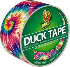 Duck - 1-7/8" x 10 Yds Tie Dye Duct Tape - 9 mil, Rubber Adhesive, Vinyl Backing, 22 Lb/ln Tensile Strength, Series DUC - Eagle Tool & Supply