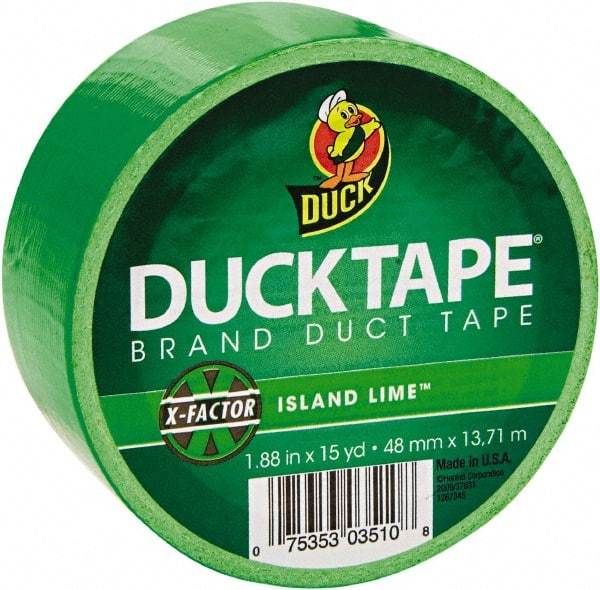 Duck - 1-7/8" x 15 Yds Green Duct Tape - 9 mil, Rubber Adhesive, Vinyl Backing, 22 Lb/ln Tensile Strength, Series DUC - Eagle Tool & Supply