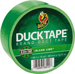 Duck - 1-7/8" x 15 Yds Green Duct Tape - 9 mil, Rubber Adhesive, Vinyl Backing, 22 Lb/ln Tensile Strength, Series DUC - Eagle Tool & Supply