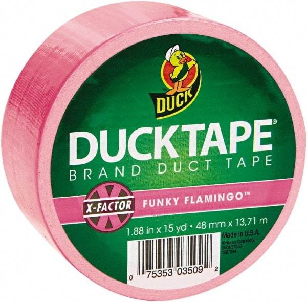 Duck - 1-7/8" x 15 Yds Pink Duct Tape - 9 mil, Rubber Adhesive, Vinyl Backing, 22 Lb/ln Tensile Strength, Series DUC - Eagle Tool & Supply
