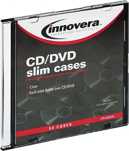 innovera - 1 Compartment, 4-7/8 Inch Wide x 1/4 Inch Deep x 5-5/8 Inch High, CD/DVD Storage Case - Polystyrene, Clear - Eagle Tool & Supply