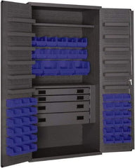 Durham - 2 Shelf 52 Bin Storage Cabinet - Steel, 36" Wide x 24" Deep x 72" High, Blue - Eagle Tool & Supply