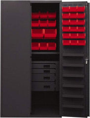 Durham - 2 Shelf 58 Bin Storage Cabinet - Steel, 36" Wide x 24" Deep x 72" High, Red - Eagle Tool & Supply