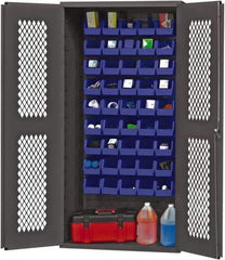 Durham - 45 Bin Storage Cabinet - Steel, 36" Wide x 24" Deep x 72" High, Blue - Eagle Tool & Supply