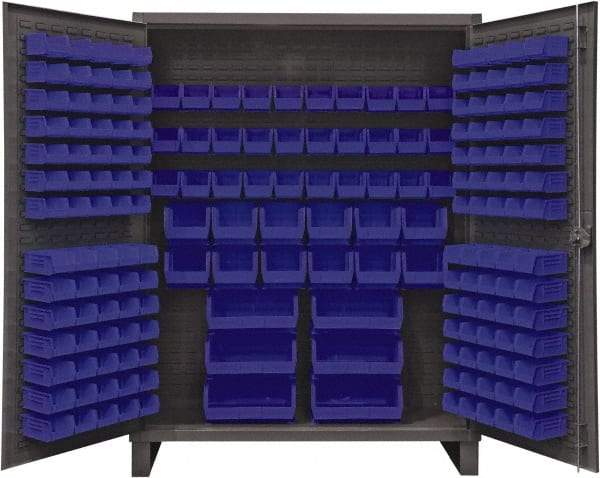 Durham - 198 Bin Storage Cabinet - Steel, 60" Wide x 24" Deep x 78" High, Blue - Eagle Tool & Supply