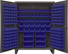 Durham - 198 Bin Storage Cabinet - Steel, 60" Wide x 24" Deep x 78" High, Blue - Eagle Tool & Supply
