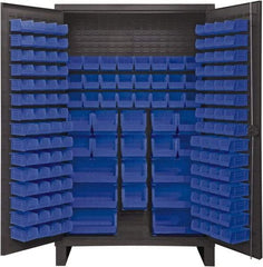 Durham - 162 Bin Storage Cabinet - Steel, 48" Wide x 24" Deep x 78" High, Blue - Eagle Tool & Supply
