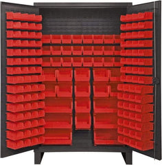 Durham - 162 Bin Storage Cabinet - Steel, 48" Wide x 24" Deep x 78" High, Red - Eagle Tool & Supply