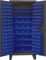 Durham - 126 Bin Storage Cabinet - Steel, 36" Wide x 24" Deep x 78" High, Blue - Eagle Tool & Supply