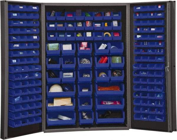 Durham - 176 Bin Storage Cabinet - Steel, 48" Wide x 24" Deep x 72" High, Blue - Eagle Tool & Supply