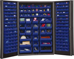 Durham - 176 Bin Storage Cabinet - Steel, 48" Wide x 24" Deep x 72" High, Blue - Eagle Tool & Supply