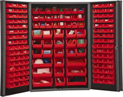 Durham - 176 Bin Storage Cabinet - Steel, 48" Wide x 24" Deep x 72" High, Red - Eagle Tool & Supply