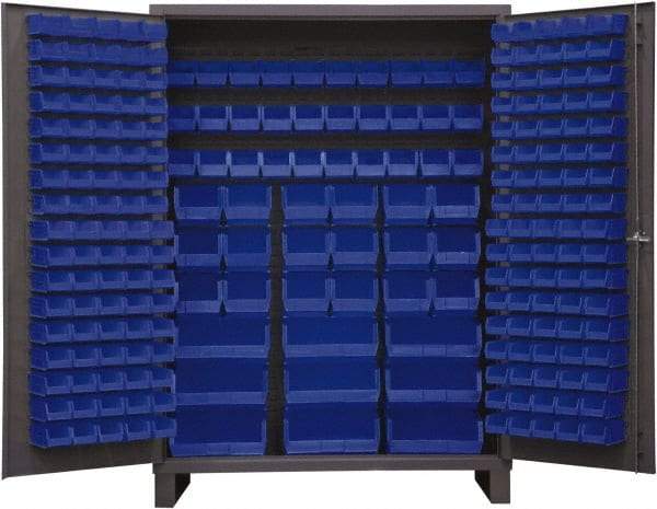 Durham - 227 Bin Storage Cabinet - Steel, 60" Wide x 24" Deep x 84" High, Blue - Eagle Tool & Supply