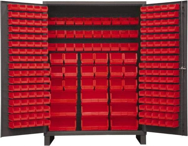 Durham - 227 Bin Storage Cabinet - Steel, 60" Wide x 24" Deep x 84" High, Red - Eagle Tool & Supply