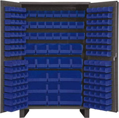 Durham - 171 Bin Storage Cabinet - Steel, 48" Wide x 24" Deep x 78" High, Blue - Eagle Tool & Supply