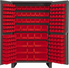 Durham - 171 Bin Storage Cabinet - Steel, 48" Wide x 24" Deep x 78" High, Red - Eagle Tool & Supply