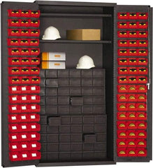 Durham - 2 Shelf 96 Bin Storage Cabinet - Steel, 36" Wide x 24" Deep x 72" High, Red - Eagle Tool & Supply